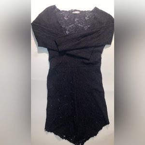 Free people lace asymmetrical hem with quarter sleeves skater dress size small